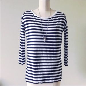 Striped Sailor Tee - 3/4 sleeve - navy & white